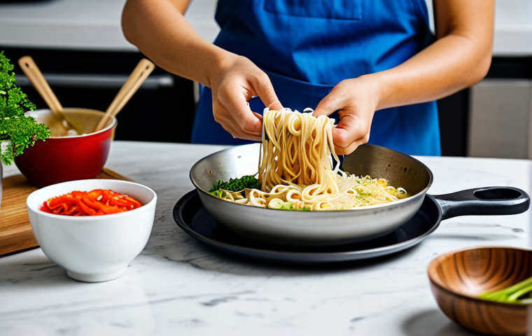 식물성 인스턴트 라면 - **

A vibrant display of plant-based instant noodles, showcasing ingredients like rice flour, whole ...