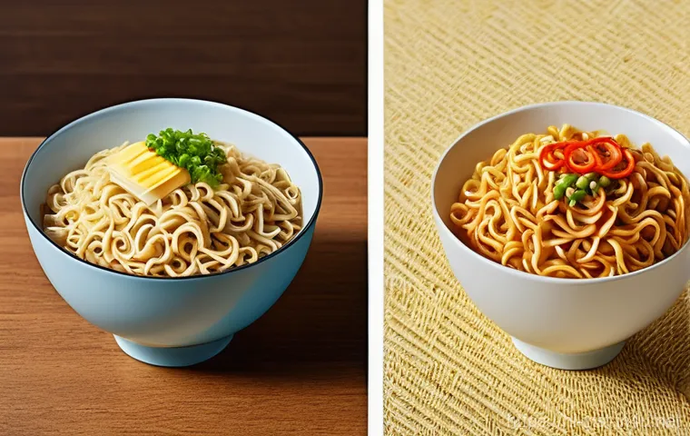 건강한 인스턴트 라면 추천 - Image Prompt 1: The Evolution of Instant Noodles**