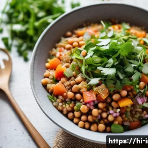 인스턴트 간편식의 건강한 대안 - **Prompt:** A vibrant and inviting close-up shot of a steaming bowl of colorful Masala Daliya (savor...