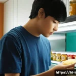 인스턴트 식품의 유통기한 - **Prompt 1: The Informed Consumer Examining Instant Food**
    "A bright, well-lit kitchen counter s...