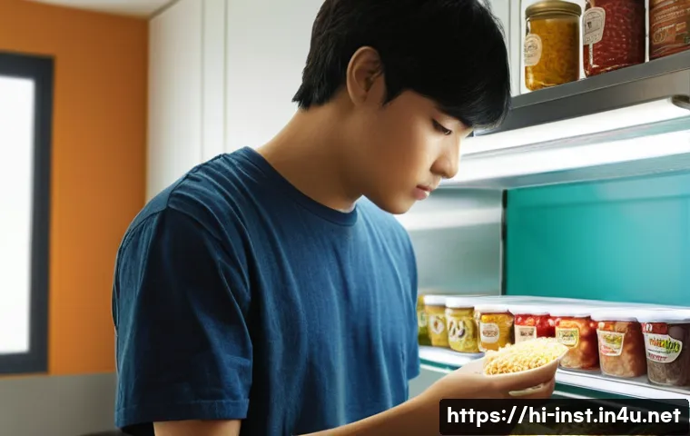 인스턴트 식품의 유통기한 - **Prompt 1: The Informed Consumer Examining Instant Food**
    "A bright, well-lit kitchen counter s...